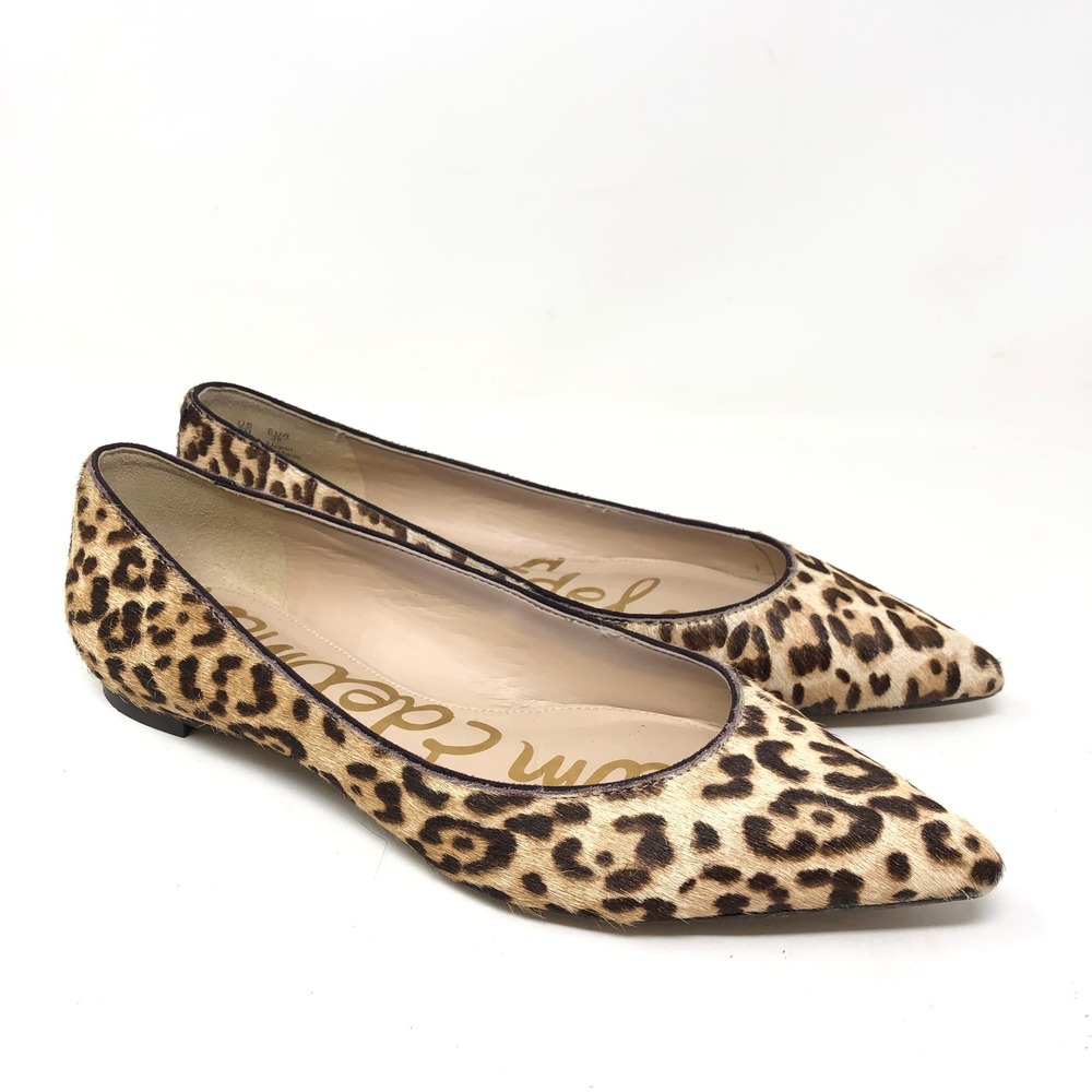 Sam Edelman Womens 8 Sally Flats Leopard Print Calf Hair Pointed Toe